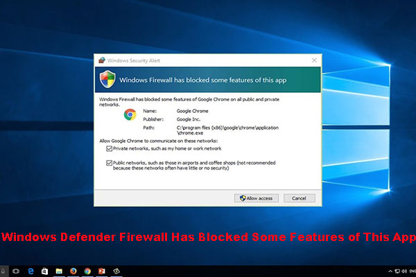 Windows Defender Firewall Has Blocked Some Features of This App