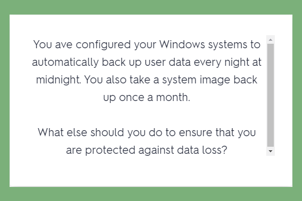 Configure Windows Systems to Automatically Backup User Data