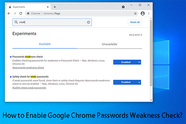 How to Enable Google Chrome Passwords Weakness Check?