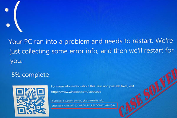 Windows dice «Se ha realizado un intento de escritura en memoria de solo lectura BSoD»? ¡Repáralo!