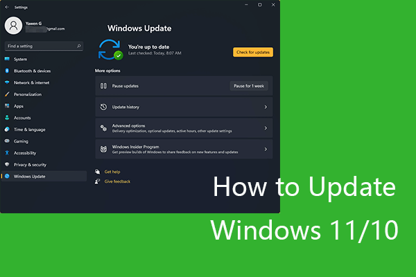Update Windows 11/10 to Download & Install Latest Updates