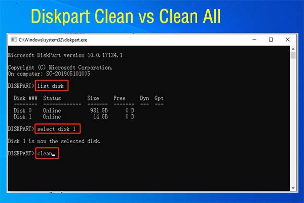 Diskpart Clean vs Clean All: Choose a Way to Wipe Disks