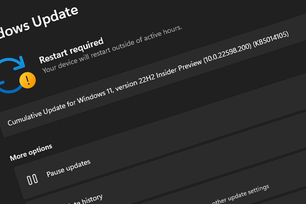 Windows 11 Build 22598.200 (KB5014105) released for Dev & Beta