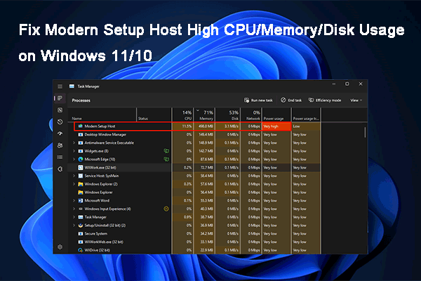 Fix Modern Setup Host High CPU/Memory/Disk Usage on Windows 11/10