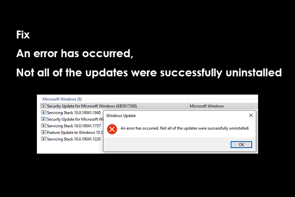 Fix Error: Not All of the Updates Were Successfully Uninstalled