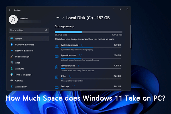 Combien d'espace Windows 11 prend-il sur votre disque?