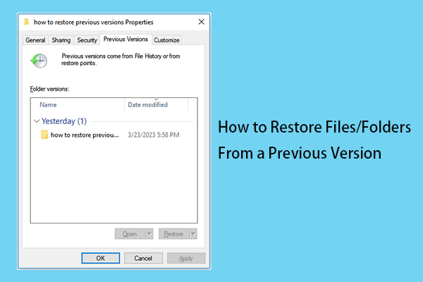 How to Restore Files/Folders From a Previous Version