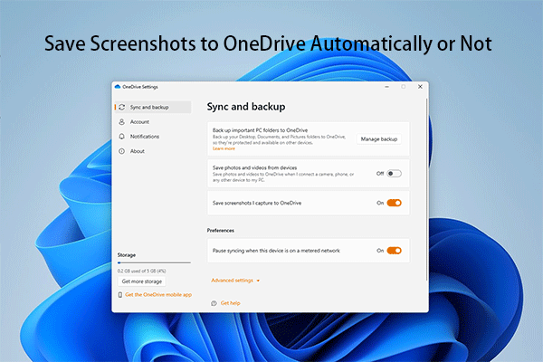 Save or Stop Saving Screenshots to OneDrive Automatically