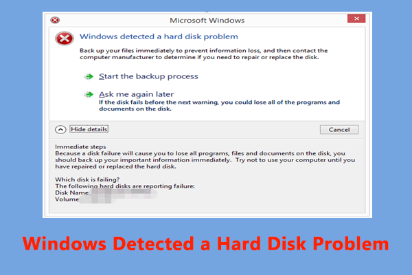 [Full Guide] How to Fix Windows Detected a Hard Disk Problem?