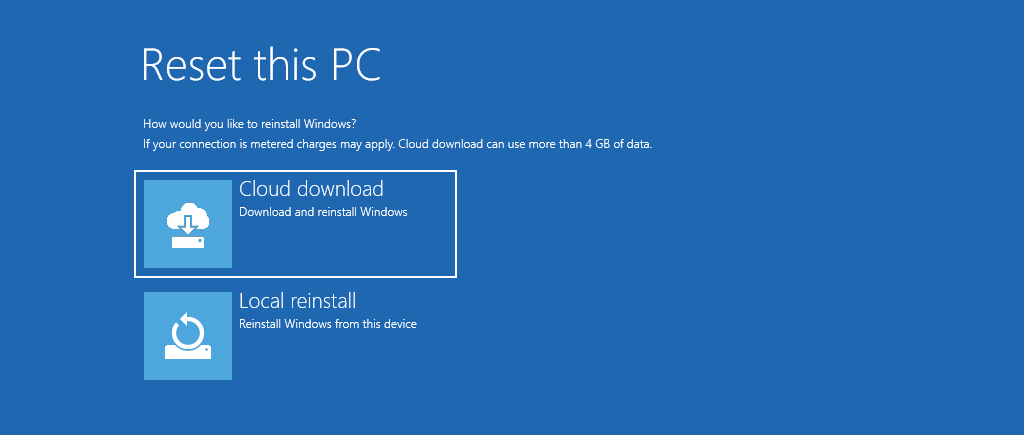 how would you like to reinstall Windows