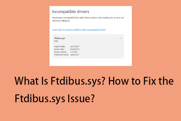 What Is Ftdibus.sys? How to Fix the Ftdibus.sys Issue on Win11?