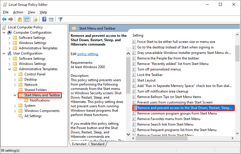 choose the correct policy