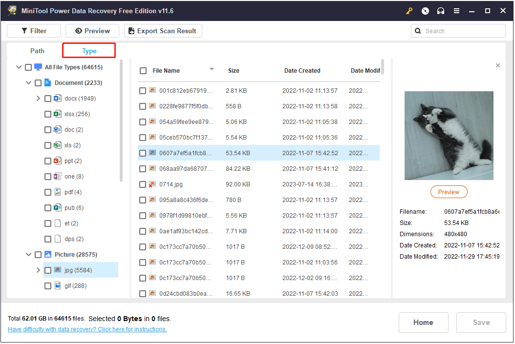 view files by file type