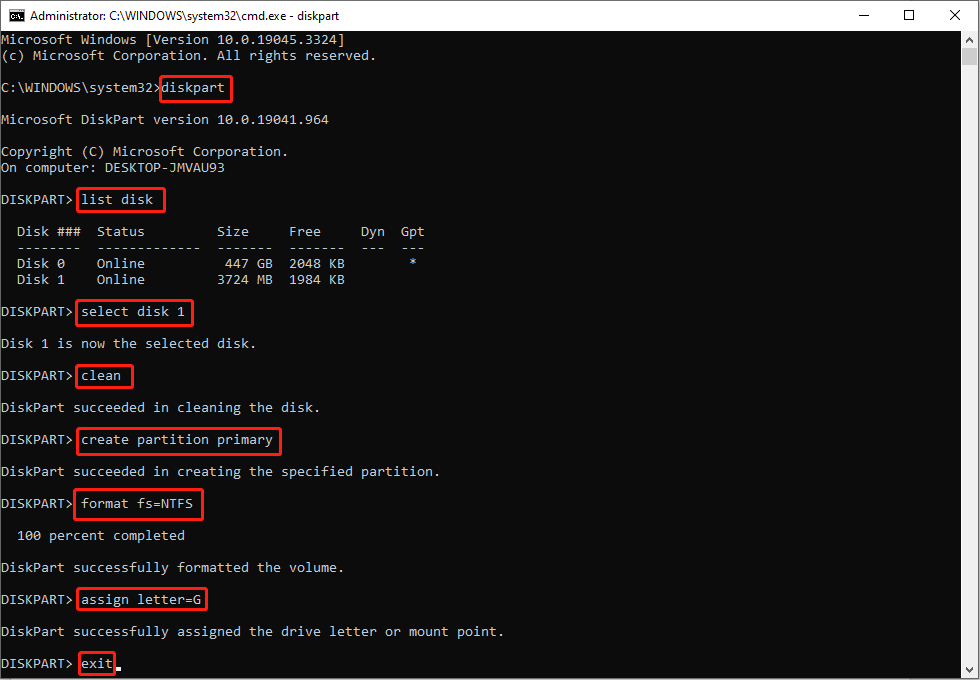 run the diskpart command