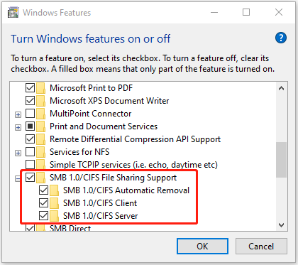 enable SMB 1.0/CIFS