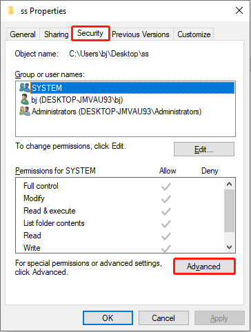 set advanced settings