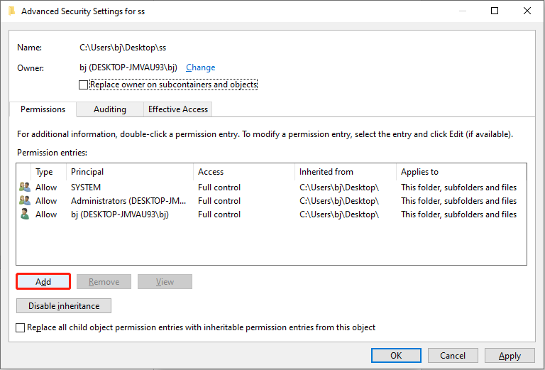 change permissions