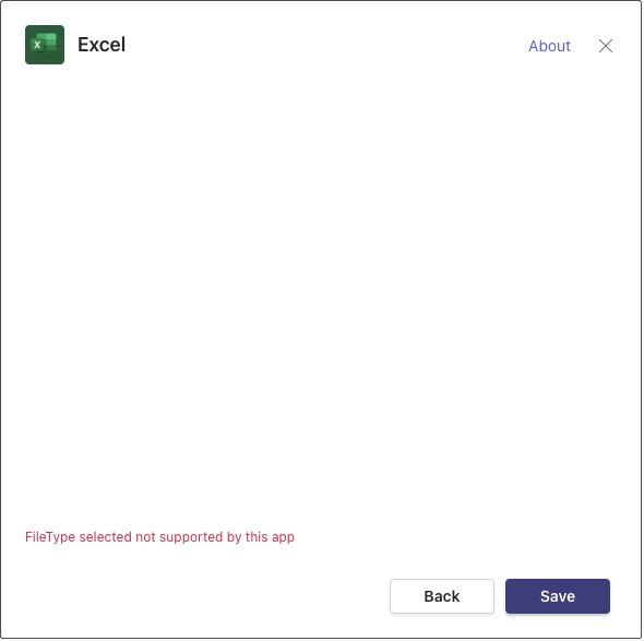 FileType selected not supported by this app