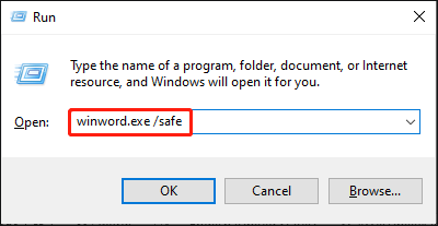 run Microsoft Word in Safe Mode