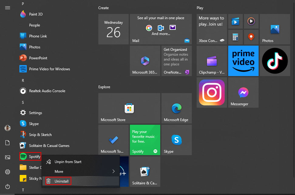uninstall Spotify