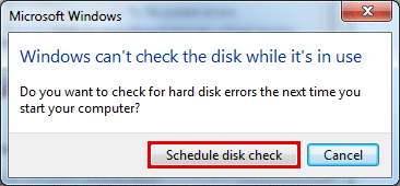 click Schedule disk check