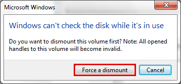click Force a dismount