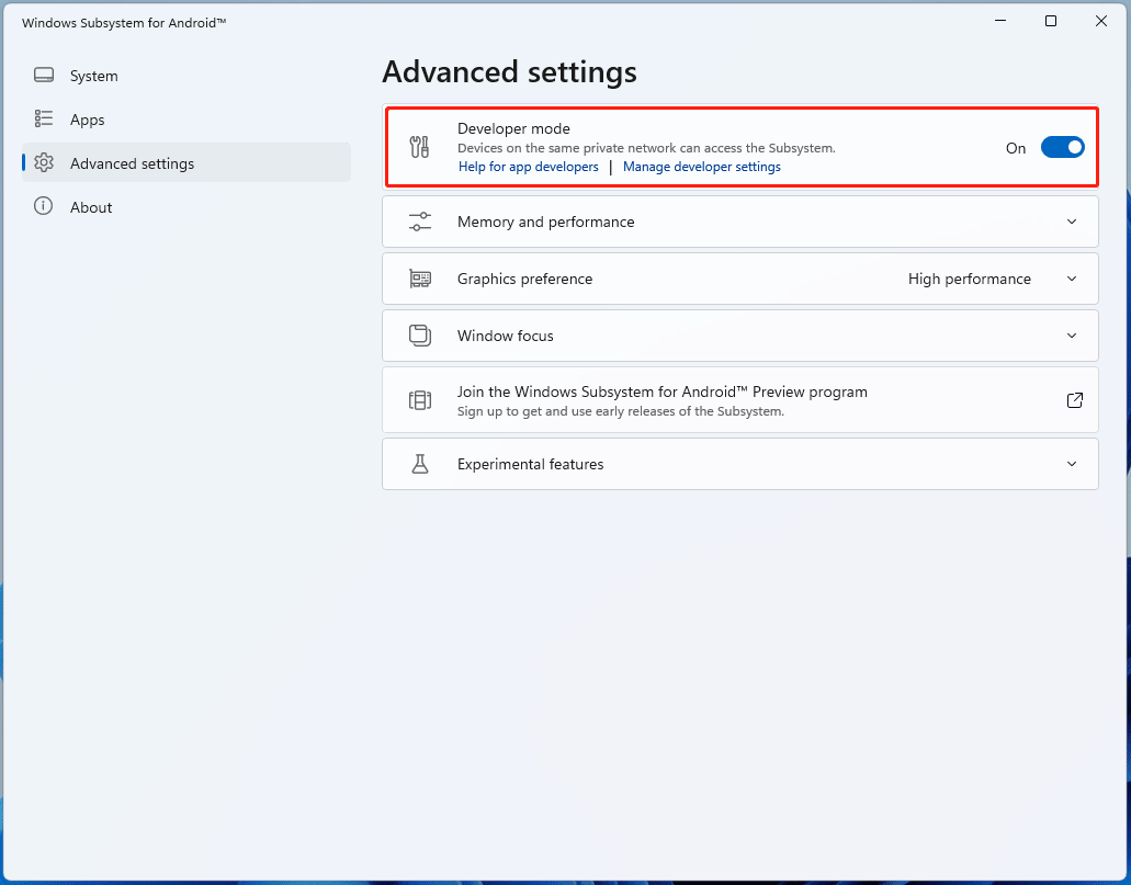 enable Developer Mode