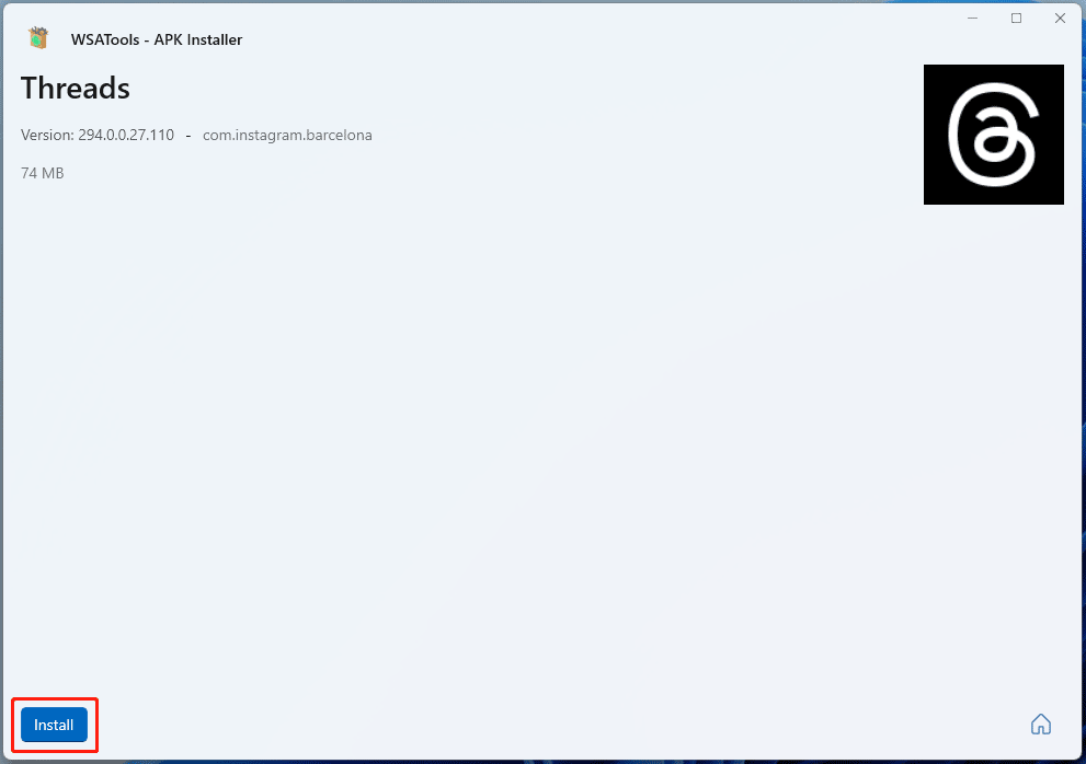 install Threads via WSATools