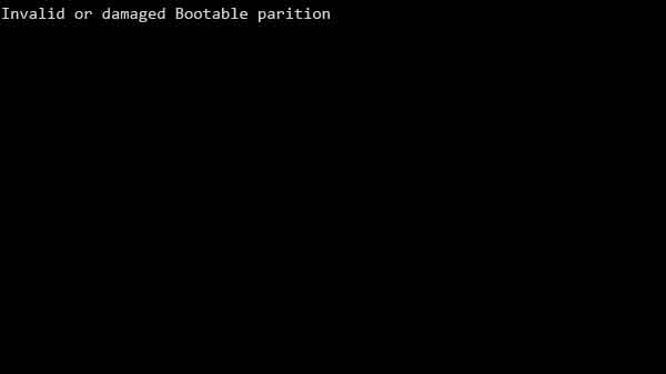 invalid or damaged Bootable partition