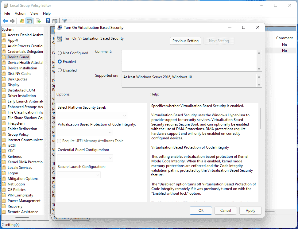 incompatible driver memory integrity