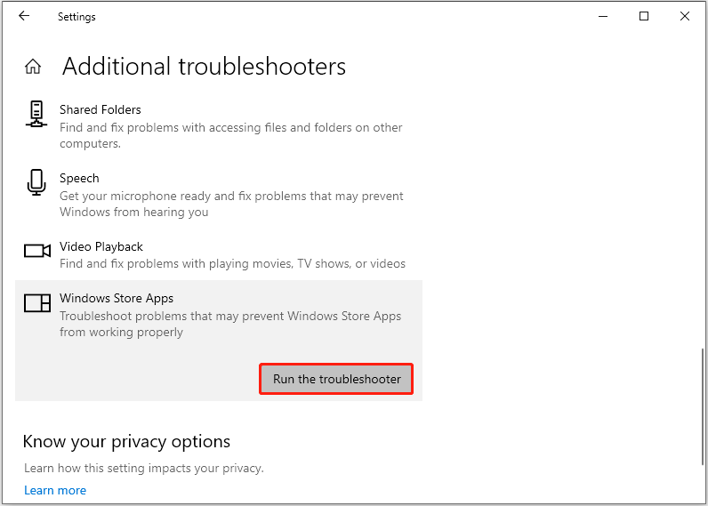 run the troubleshooter