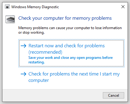 run Windows Memory Diagnostic