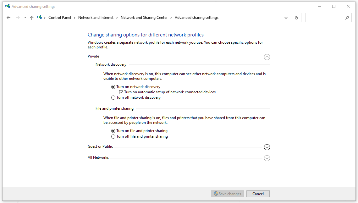 check the sharing settings
