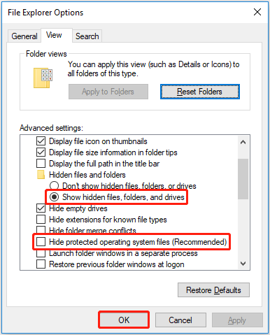 show hidden files