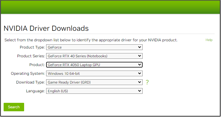 NVIDIA driver download