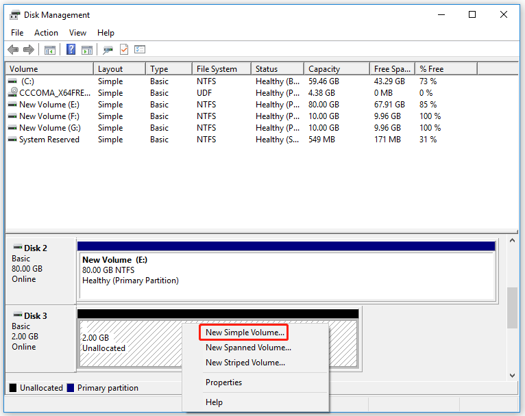 click New Simple Volume…