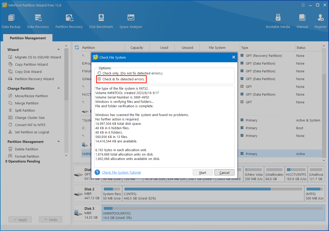 run CHKDSK to check SanDisk SD card health