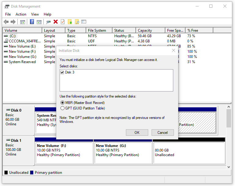 choose partition style