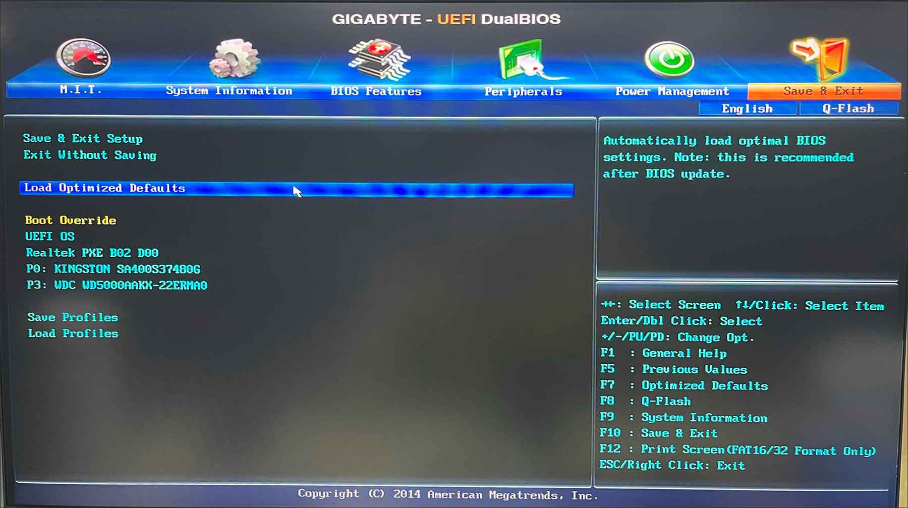 locate Load Optimized Defaults