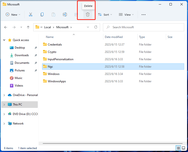 delete Ngc folder