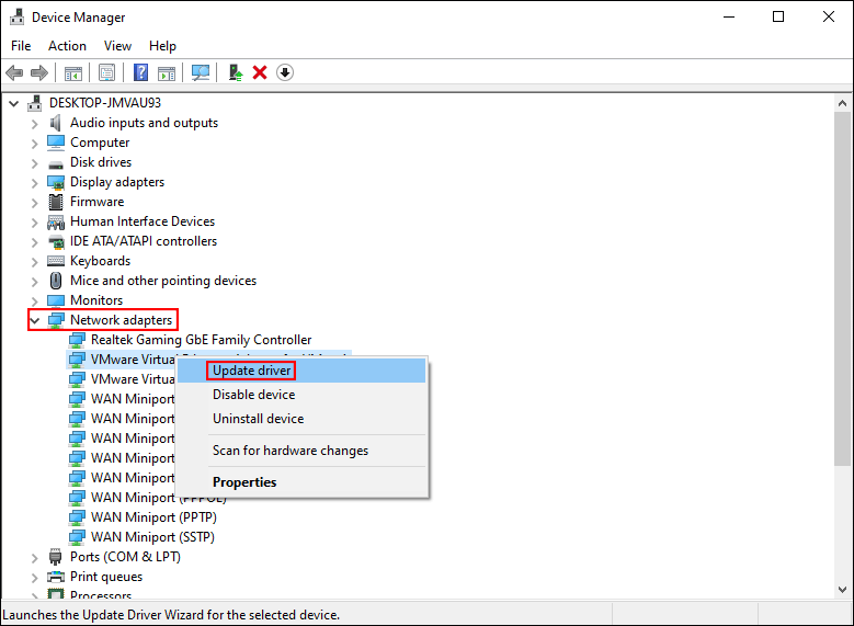 update the network driver