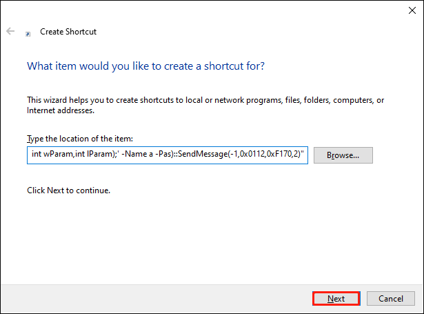 paste the location of the item
