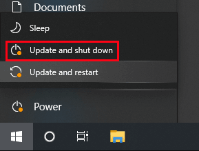 click Update and shut down from the pop-up Power options