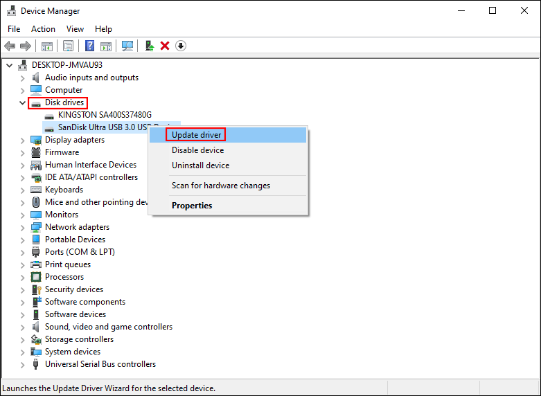 choose Update drive