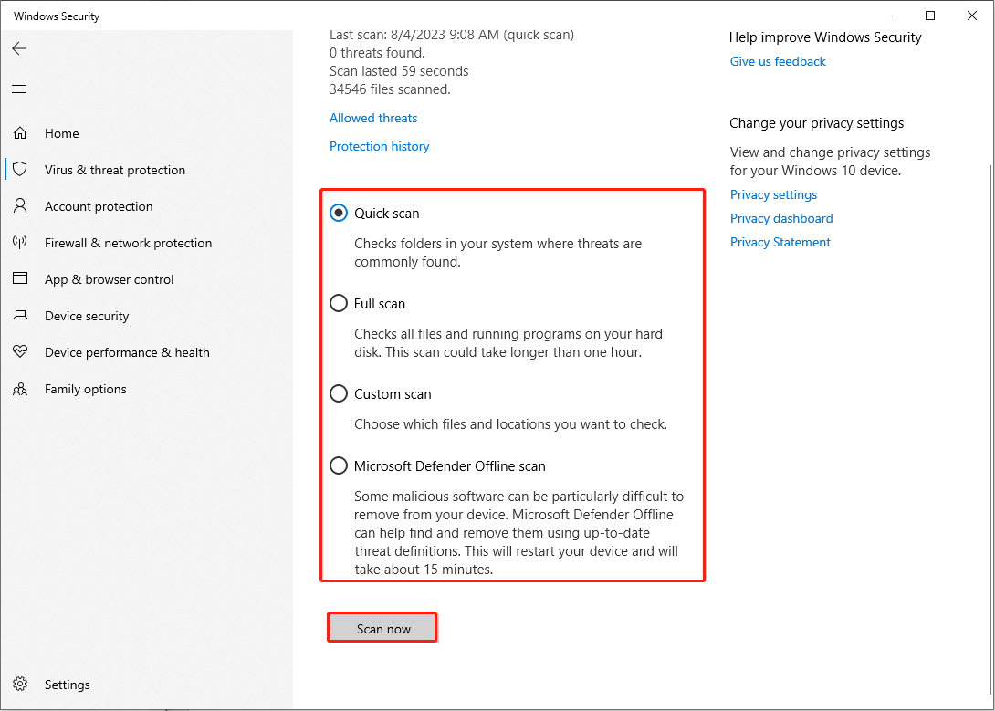 perform an antivirus scan