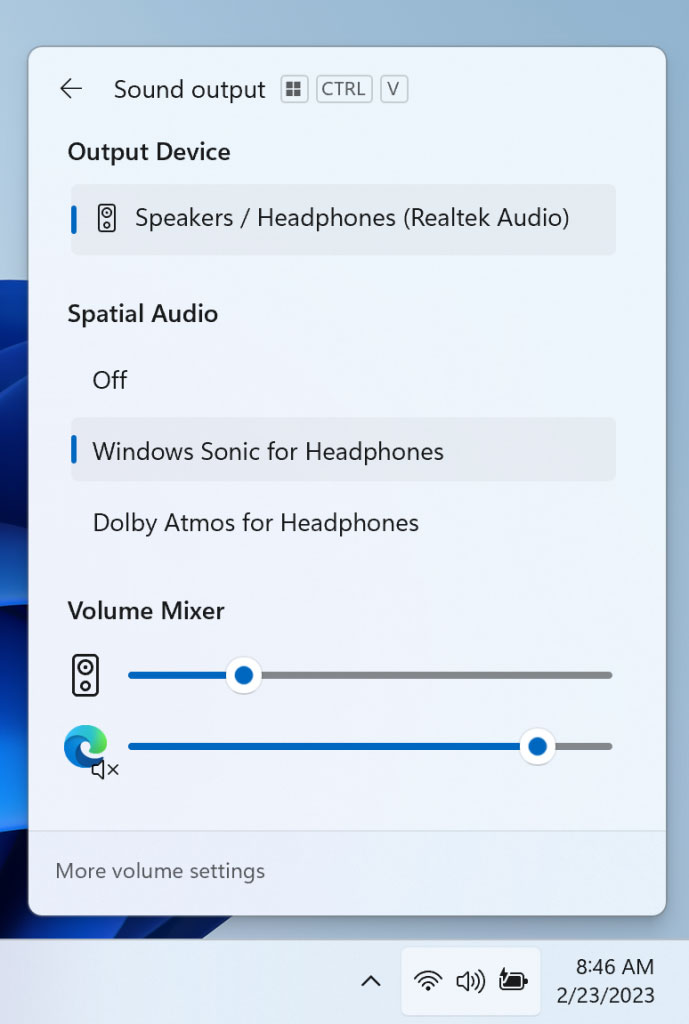 Windows 11 23H2 Volume Mixer