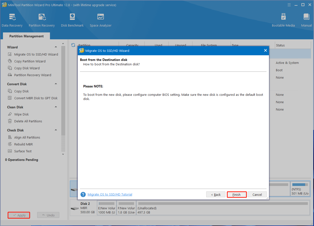migrate OS to SSD using MiniTool