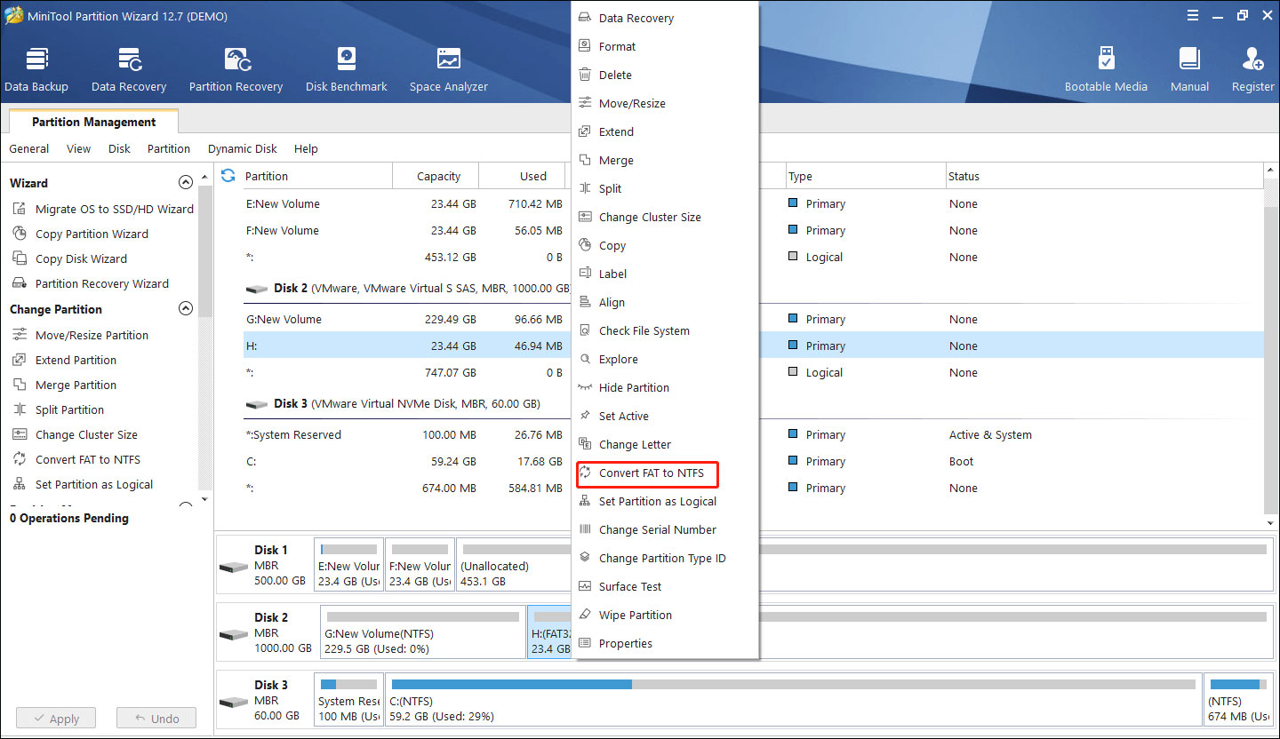 click Convert FAT to NTFS