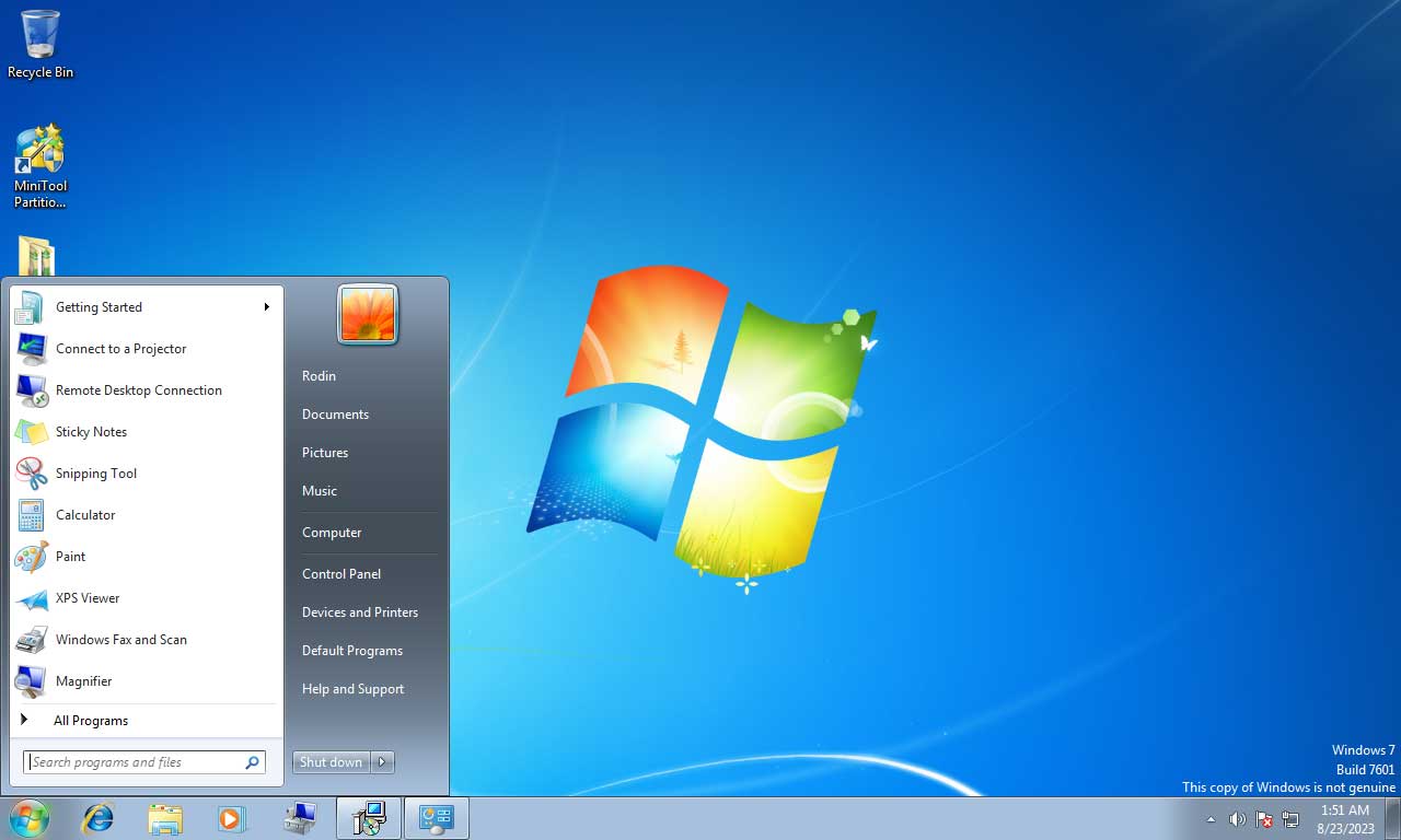 interface of Windows 7