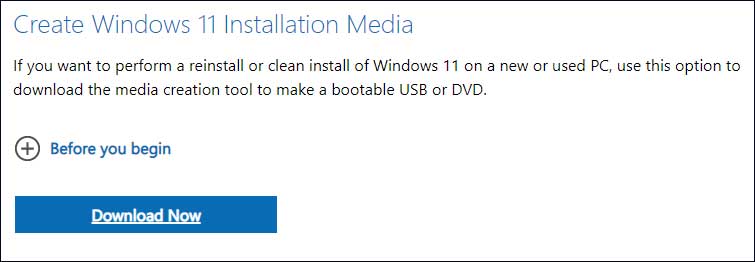 download Windows 11 media creation tool